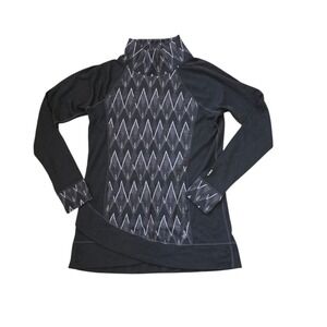 Smartwool Asphalt Dark Gray Nordic Alpine Print Pocket Hiking Tunic Sweater sz M